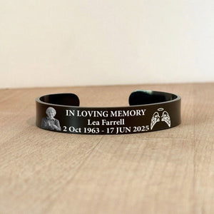 Personalized Memorial Bracelet with Custom Photo & Engraving – "In Loving Memory" Gift