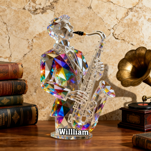 Custom Name Saxophonist Stained Glass Effect Acrylic Plaque,Personalized Musician Gift
