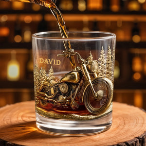 Celebrate Your Love For The Open Road Personalized Custom Whiskey Glass Gift For Motorcycle Lovers