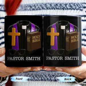 Pastor Smith, Cross, Glasses and Holy Bible, Personalized Coffee Mug, Gift For Religious Leaders
