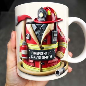 Firefighter,Gear and Helmet, Personalized Coffee Mug, Gift For Firefighters