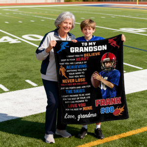 Custom Photo Personalized American Football Blanket Gift for American Football Player