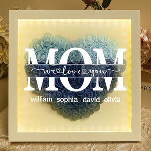 We Love You Mom - Personalized Flower Shadow Box With LED Light