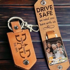 Custom Photo Drive Safe - Personalized Leather Photo Keychain