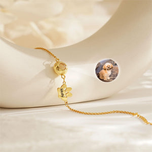 Personalized Pet Name Bracelet with Photo,Projection Bracelet for Pet Lover Gift