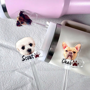Personalized Custom Pet Photo Tumbler Straw Cover Gift For Pet Lovers