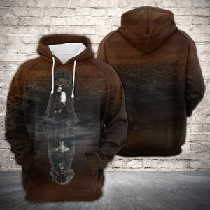 Cute Portuguese Water Dog Reflection All Over Hoodie