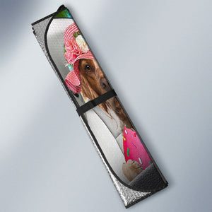 Brittany-Dog Summer Vacation Couple Car Sun Shade Cover Auto Windshield