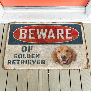 Bugybox 3D Beware Of Golden Retriever Doormat
