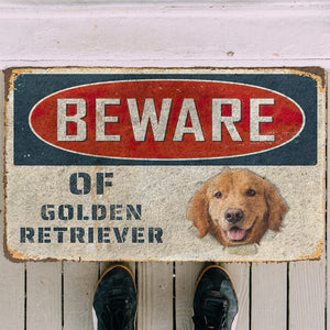 Bugybox 3D Beware Of Golden Retriever Doormat