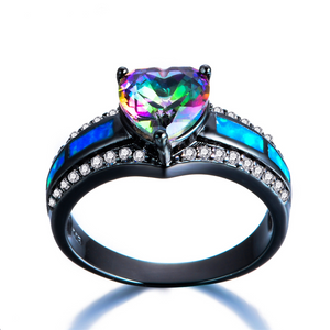 June Birthstone - Black "Gold-Filled" Heart Ring