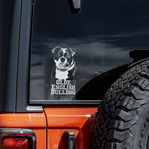 Olde English Bulldog on Board-Car Window Sticker-Dog Sign Decal
