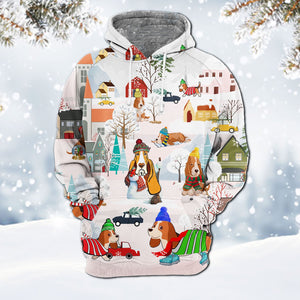 Basset Hound-Winter Holiday Hoodie