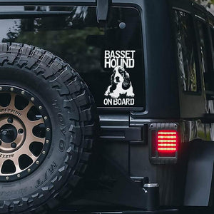 Basset Hound2 on Board-Car Window Sticker-Dog Sign Decal