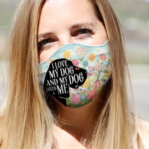 Beagle Silhouette I Love My Dog Floral EZ02 0206 Face Mask