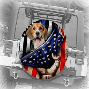 Beagle Inside American Flag Independence Day Spare Tire Cover