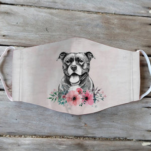 American Pitbull Terrier Dog Flower EZ01 2404 Face Mask