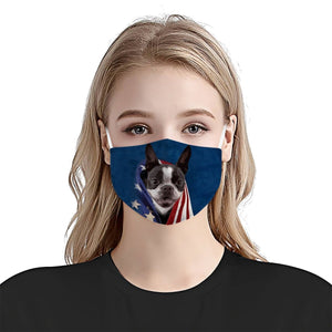 Boston Terrie In American Flag EZ01 Face Mask