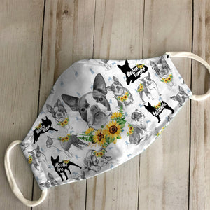 Boston Terrier Sunflower EZ07 2606 Face Mask