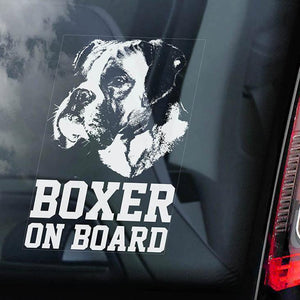 Boxer1 on Board-Car Window Sticker-Dog Sign Decal