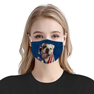Bulldog In American Flag EZ01 Face Mask