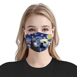 Bulldog Dog Portrait Starry Night Styles EZ02 1804 Face Mask
