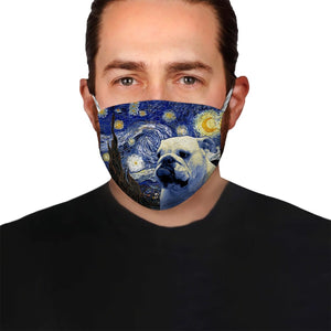 Bulldog Dog Portrait Starry Night Styles EZ02 1804 Face Mask