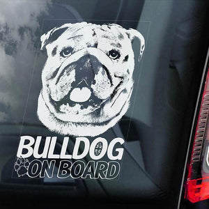 Bulldog on Board-Car Window Sticker-Dog Sign Decal