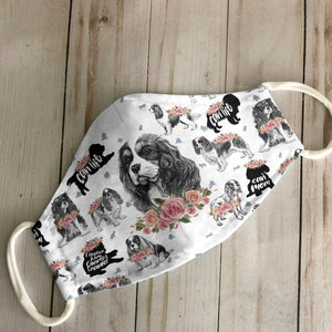 Cavalier King Charles Spaniel Floral Vintage EZ07 1806 Face Mask