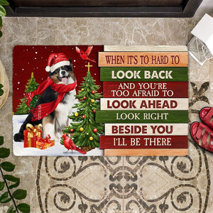 Christmas Australian Shepherd Look right beside you Doormat