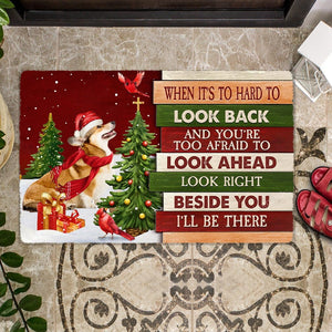 Christmas Corgi Look right beside you Doormat
