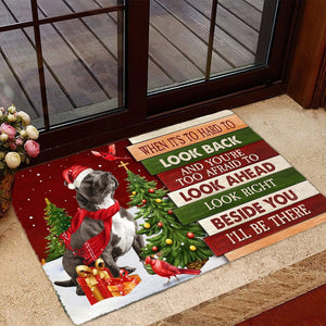 Christmas Staffordshire Bull Terrier Look right beside you Doormat