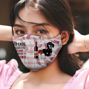 Premium A Women Loves Wine And Dachshund EZ09 3006 Face Mask