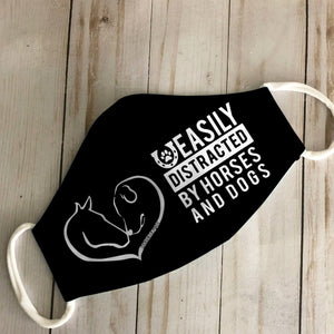 Easily Distracted By Horses and Dogs EZ03 1405 Face Mask