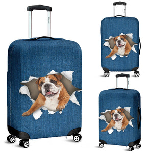 English Bulldog 2-Torn Paper Luggage Covers