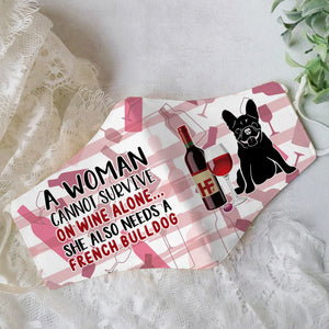 Premium A Women Loves Wine And French Bulldog EZ09 0907 Face Mask
