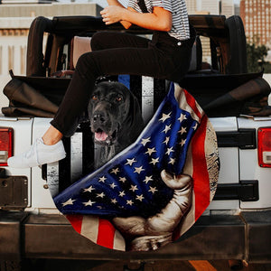 German Shorted Pointer Inside American Flag Independence Day Spare Tire Cover