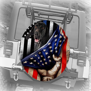 German Shorted Pointer Inside American Flag Independence Day Spare Tire Cover