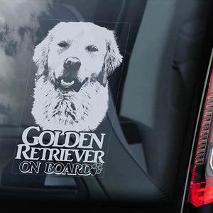 Golden Retriever2 on Board-Car Window Sticker-Dog Sign Decal