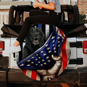 Labrador Retriever Inside American Flag Independence Day Spare Tire Cover