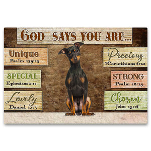 Miniature Pinscher God Says You Are Doormat