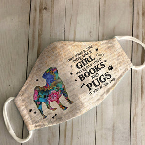 Once Upon A Time Books and Pugs EZ07 1108 Face Mask