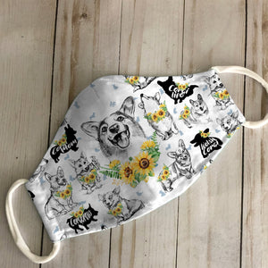 Corgi Sunflower EZ07 2606 Face Mask