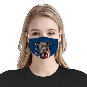 Pitbull In American Flag EZ01 Face Mask