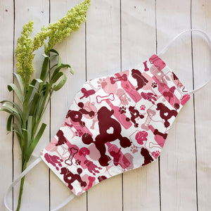 Poodle & Wine Pattern EZ07 2707 Face Mask