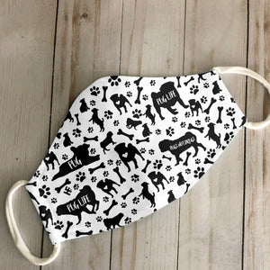 Pug Black & White Pattern EZ07 2707 Face Mask