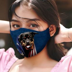 Rottweiler In American Flag EZ01 Face Mask