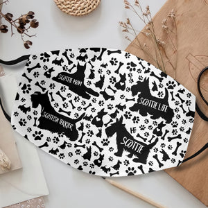 Scottish Terrier Black & White Pattern EZ07 1708 Face Mask