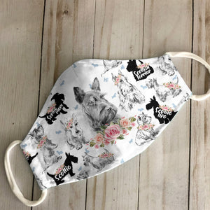 Scottish Terrier Floral Vintage EZ07 2406 Face Mask