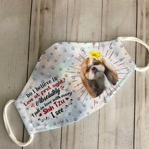 Shih tzu I See White EZ16 0907 Face Mask